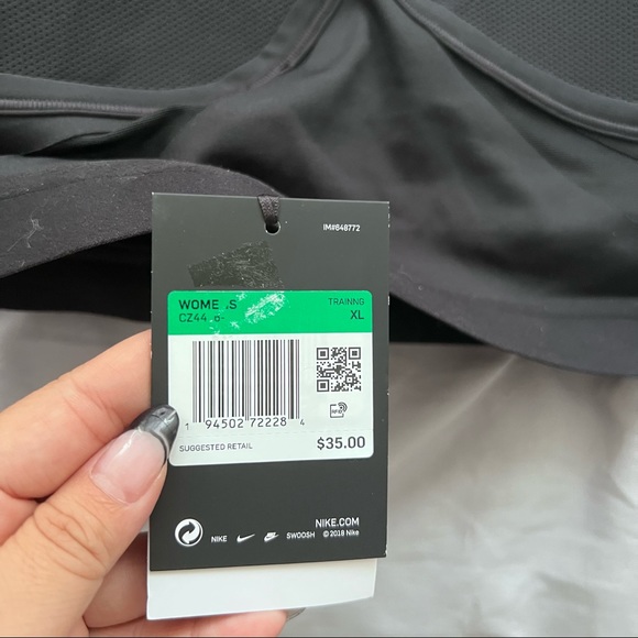 Women's Dri-Fit Indy Light-Support Padded V-Neck Sports Bra BLACK - BNWT - Picture 3 of 3